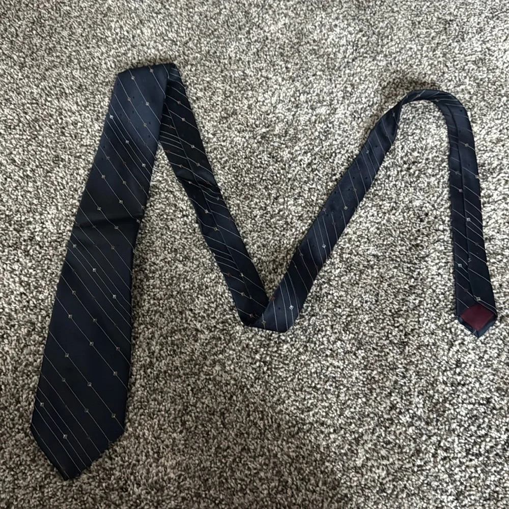 Perma-Prest Sears Fashion Collection Navy/Multicolor Neck Tie 100% Silk